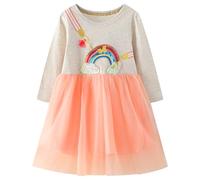 FILOWA Kleider Mädchen Langarm Tüllkleid, Gr.92-98, 2-3 Jahre, Orange