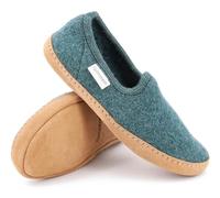 Filzpantoffeln Cheyenne aus Mulesing-freier Schaf-Schurwolle - Handgefertigte Hausschuhe aus Wollfilz für Damen & Herren Größe EU 36-47 - Slipper mit gepolsterter Ledersohle Oceangreen, 42