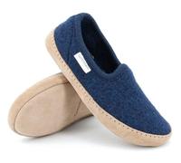 Filzpantoffeln Cheyenne aus Mulesing-freier Schaf-Schurwolle - Handgefertigte Hausschuhe aus Wollfilz für Damen & Herren Größe EU 36-47 - Slipper mit gepolsterter Ledersohle Ink Blue, 44