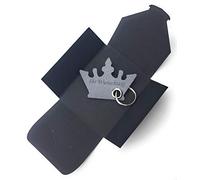 filzschneider Origineller Schlüsselanhänger aus Filz - Krone/Prinzessin - hell-grau - mit Namensgravur - als Geschenk und Glücksbringer