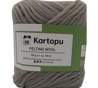 Filzwolle 100gr Knaul,uni+Color,100m Lauflänge, 100% Schurwolle, Mengen und Farbe frei wählbar (mittelgrau 1011)