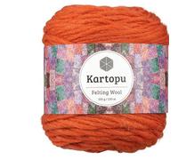 Filzwolle 100gr Knaul,uni+Color,100m Lauflänge, 100% Schurwolle, Mengen und Farbe frei wählbar (orange 1265)