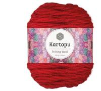 Filzwolle 100gr Knaul,uni+Color,100m Lauflänge, 100% Schurwolle, Mengen und Farbe frei wählbar (rot 1133)