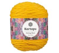 Filzwolle 100gr Knaul,uni+Color,100m Lauflänge, 100% Schurwolle, Mengen und Farbe frei wählbar (senf gelb 1214)