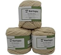 Filzwolle - große Farbauswahl - 3x100gr (300gr) - harmonisches Strickbild - 100% reine Schurwolle - Ökotexzertifiziert - hochwertige Wolle zum Filzen - Lauflänge per 100gr ca. 100m (1027 rohweiss)