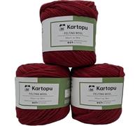 Filzwolle - große Farbauswahl - 3x100gr (300gr) - harmonisches Strickbild - 100% reine Schurwolle - Ökotexzertifiziert - hochwertige Wolle zum Filzen - Lauflänge per 100gr ca. 100m (1133 rot)