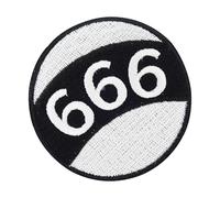 Finally Home 666 Billiard Kugel Patch zum Aufbügeln - Punk Gothic Aufnäher | Schwarzes weißes Aufnäher Motiv: Hölle, Teufel, Devil & Death. Als Bügelbild für Jeansjacke & Jacke.