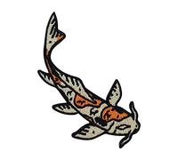 Finally Home Beiger Koi Fisch Patch zum Aufbügeln - Japan Meer Aufnäher | Japanisches Koi Motiv: Tier, Süß, Karpfen Fische, Yin & Yang. Als Bügelbild für Tasche & Jeansjacke.