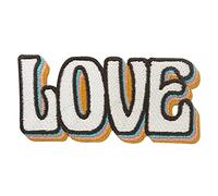 Finally Home Bunter Retro Love Schriftzug Patch zum Aufbügeln - Liebe | Vintage - Motiv für Erwachsene: Herz & Spruch Aufnäher. Als Retro Bügelbild für Jeansjacke & Tasche.