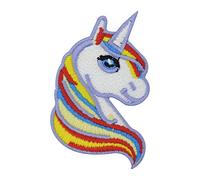 Finally Home Einhorn Patch zum Aufbügeln - Regenbogen Unicorn Aufnäher | Einhorn Aufbügler: Rainbow Mähne, Süß, Vintage, Cute & Glitzer. Als Bügelbild für Tasche & Jeansjacke.