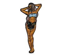 Finally Home Frau mit Tattoos Patch zum Aufbügeln - Frauen Aufnäher | Cooler Retro Aufnäher: Girl, Blumen, Yoga, Boho & Vintage. Als Bügelbild für Jeansjacke & Beutel.