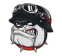 Finally Home Große Biker Bulldogge Rückenpatch zum Aufbügeln für Lederwesten | Motorrad Kutte Patches, Hunde Rückenaufnäher, Motorradjacke Flicken, Motorcycle Aufnäher für Männer