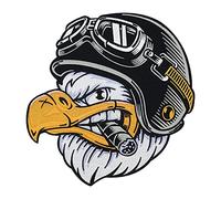 Finally Home Großer Biker Adler mit Zigarre Rückenpatch zum Aufbügeln für Lederwesten | Motorrad Kutten Patches, Amerika Usa Bügelflicken, Weste Rückenaufnäher, Motorcycle Aufnäher für Männer