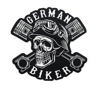Finally Home Großer German Biker Totenkopf Patch zum Aufbügeln | Motorrad Kutte Patches, Hunde Bügelflicken, Motorradjacke Männer Flicken, Motorcycle Aufnäher für Lederwesten