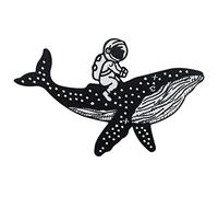 Finally Home Großer Patch zum Aufbügeln Astronaut reitet auf einem Wal | Weltraum Kinder Patches, Ufo Rückenaufnäher, Alien Rückenpatch, Nasa Aufnäher Jeansjacken