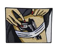 Finally Home I got a Gun Girl Patch zum Aufbügeln - Cooler Aufnäher | Sexy Comic Bügelbild - Kunst Flicken für deine Jeansjacke im Pop Art Stil - auch für Jacke, Rucksack & Tasche.