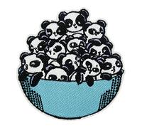 Finally Home Lustiger Panda Bowl Patch zum Aufbügeln | Pandabär Patches Bären Bügelbild Süße Aufbügler Tier Aufnäher Kinder Bügelpatch