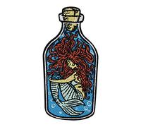 Finally Home Meerjungfrau in der Flasche Patch zum Aufbügeln - Meer | Motiv für Meer Fans: Kunst unter Wasser. Als Bügelbild für Jacke, Jeansjacke, Rucksack & Tasche.