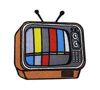 Finally Home Oranger Retro Fernseher Patch zum Aufbügeln | Vintage Patches, Bunte Old School Bügelflicken, Flicken, Aufnäher für Jeansjacken und andere Kleidung