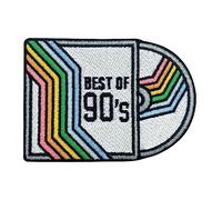 Finally Home Patch zum Aufbügeln - Best of 90's Retro CD | Vintage Patches, Kassette Flicken, Old School Musik Aufbügler, Regenbogen Aufnäher