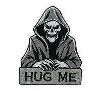 Finally Home Patch zum Aufbügeln - Hug Me Reaper | Totenkopf Patches, Biker Aufbügler, Motorrad Flicken, Lustige Skelett Aufnäher