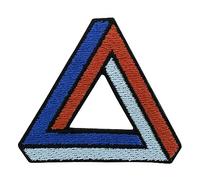 Finally Home Patch zum Aufbügeln - Kleines Penrose Dreieck | Abstrakte Kunst Patches, Blauer 3D Aufbügler, Retro Flicken, Mini Aufnäher