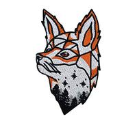 Finally Home Patch zum Aufbügeln - Sternenhimmel Fuchs | Wald Tiere Patches, Bäume Sterne Bügelflicken, Füchse Flicken, Aufnäher für Kinder und Erwachsene