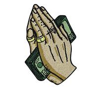 Finally Home Pray for Money Patch zum Aufbügeln | Hip Hop Patches, Dollar Bügelflicken, Hände Tattoo Flicken, Finger Aufnäher