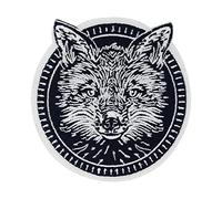 Finally Home Schwarz weißer Fuchs Kopf in rundem Rahmen Patch zum Aufbügeln | Wald Tiere Patches, Bügelflicken, Flicken, Aufnäher für Kinder und Erwachsene