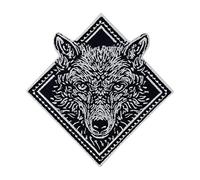 Finally Home Schwarz Weißer Wolf in Rahmen Patch zum Aufbügeln | Tiere Patches, Biker Bügelflicken, Flicken, Wolfskopf Aufnäher
