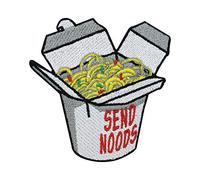 Finally Home Send Noods Nudelbox Patch zum Aufbügeln - Lustig Aufnäher | Lustiger Patch für Erwachsene - auch für Cap, Tasche, Beutel & Jeansjacke.