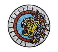 Finally Home Tattoo Tiger mit Blumen Patch zum Aufbügeln | Tigerkopf Patches, Löwen Bügelbild, Flicken, Aufnäher