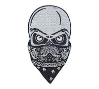 Finally Home Totenkopf mit Bandana Patch zum Aufbügeln | Aufnäher geeignet für Lederwesten, Totenschädel Patches, Biker Schädel Bügelflicken, Motorrad Kutte Flicken