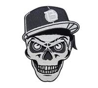 Finally Home Totenkopf mit Cap Patch zum Aufbügeln | Aufnäher geeignet für Lederwesten, Totenschädel Patches, Biker Schädel Bügelflicken, Motorrad Kutte Flicken