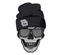 Finally Home Totenkopf mit Mütze und Sonnenbrille Patch zum Aufbügeln | Totenschädel Patches, Biker Schädel Bügelflicken, Motorrad Kutte Flicken, Aufnäher