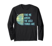 Find Me Where The Wild Are Retro Mountain Grafik Langarmshirt