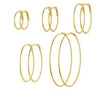 FindChic damen vergoldet Kreolen Ohrstecker 5 paar Huggie hoop Ohrstecker 30mm 40mm 50mm 70mm 100mm