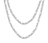 FindChic Herrenkette Silber 925 3mm Silberkette ohne Anhänger Unisex Gliederkette 36cm Figaro Kette weißgold Ultradünne Kette Hip Hop Halskette