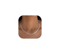 FindChic Kette Damen Silber Schlangenkette 3mm Edelstahl Choker Collier Sleek Halskette 38cm Halsreif wasserfest Snake Chain Modeschmuck für Muttertag Jahrestag Geburtstag