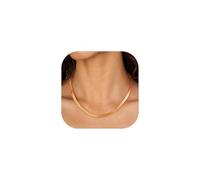 FindChic Kette Rosegold Damen 5mm Choker Damen Schlangen Kette Flache Edelstahl Sleek Halskette 47cm elegant Halsreif Collier wasserfest Modeschmuck für party Treffen Bar