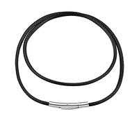 FindChic Lederkette mit Verschluss 2mm Choker Kette Damen Kautschuk Halsband 46cm Schwarz Lederschmuck Modernes Kautschukseil für Männer,Jungs,Freunde,Liebe