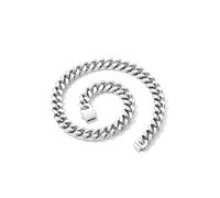FindChic Panzerkette Damen Edelstahl Cuabn Link Chain 12MM Extrem Breite Kette 45cm Cuban Link Chain Dicke Halskette Silber Gliederkette Fraun Hals Modeschmuck