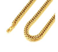 FindChic Panzerkette Herren Gold 9mm massiv Panzer Kette 71cm Punk Jungen Cuban Link Chain Punk Gliederkette mit Geschenkebox für Weihnachten Valentinstag