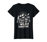 Finde Mich, wo die Wilden Tiere sind, Bergwolf, Hirsch, Natur Preisgünstiges Grafik-T-Shirt, Damen, Schwarz, L