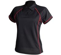 Finden & Hales Damen Piped Performance Polo LV371 - Damen Kurz Ärmel Tee - Schwarz Rot (S)
