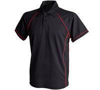 Finden & Hales Piped Performance Polo - Kurz Ärmel Fitness Halsband T-Shirt - Schwarz Rot (M)