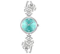 findtime Analoge Damenuhr Klein Schmal Quarzuhr Diamond Glizer Minilistische Exquisite Armreif Armband Uhr Damen Mädchen 3ATM Wasserdicht Elegant Luxus Design Silber Blau Hellblau