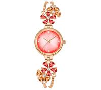 findtime Analoge Damenuhr Klein Schmal Quarzuhr Diamond Glizer Minilistische Exquisite Armreif Armband Uhr Damen Mädchen 3ATM Wasserdicht Elegant Luxus Design Rosegold Gold Rot