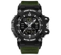 findtime Analoge Digitale Herrenuhr Sportuhr Outdoor Groß Zifferblatt Uhren 5ATM Wasserdicht LED Beleuchtung Militär Uhren für Männer mit Wecker Datum 12/24h Timer Chronograph Männlich Grün