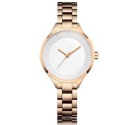 findtime Armbanduhr Damen Analoge Quarzuhr Minimalistische Runde Legierungs Bügel Damenuhr Elagant Weibliche Design Einfach Klein Klassisch Uhr für Frau Rosagold Weiß Roségold